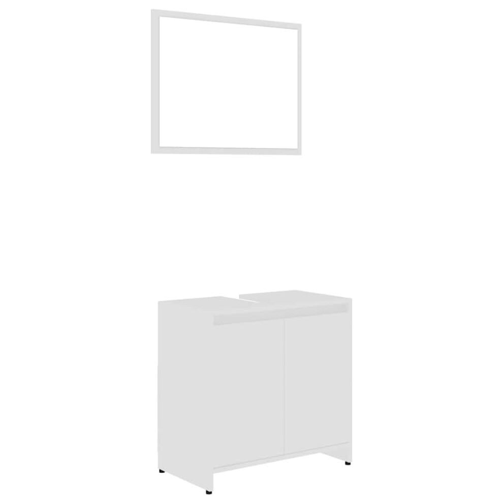 Vidaxl Bathroom Furniture Set White Engineered Wood Cabinet Unit Organiser