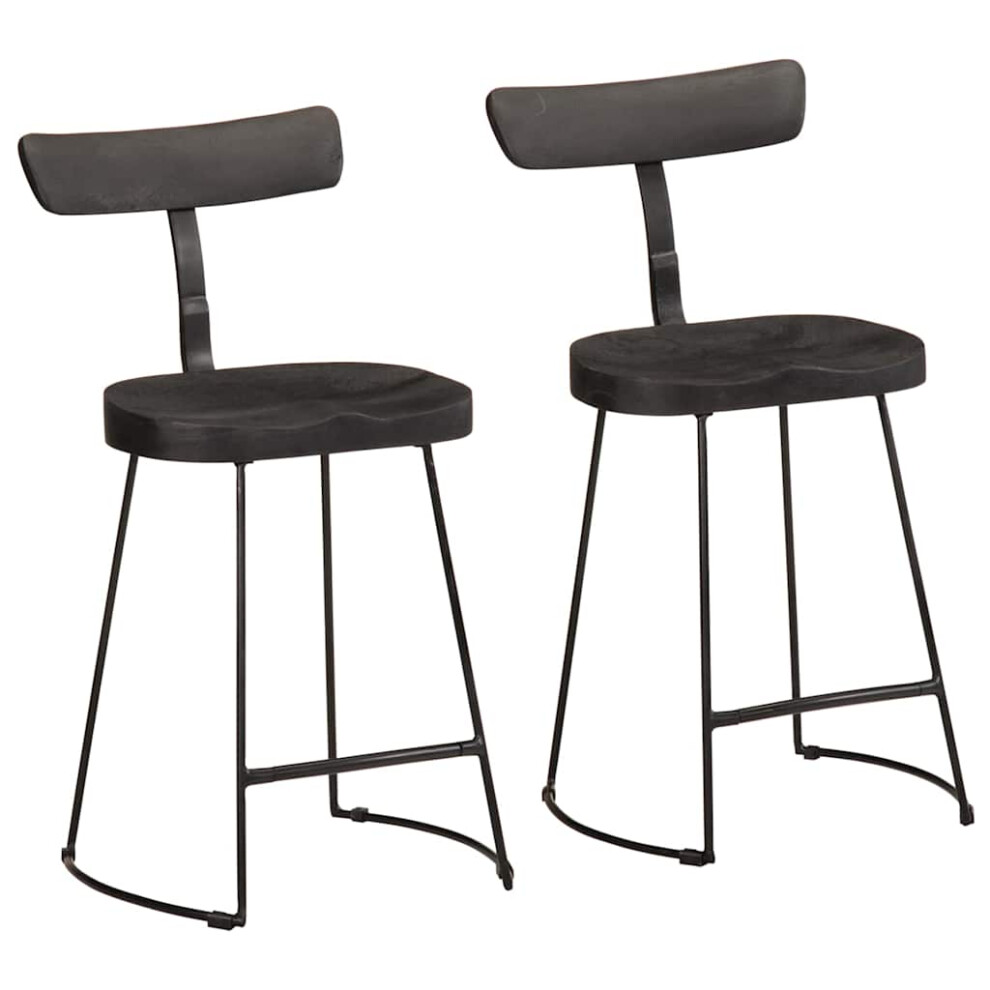 Vidaxl (, 49 X 43 X 79 Cm) Gavin Bar Stools Dining Room Chair Seat Stool Solid Mango Wood 2 Pcs Black