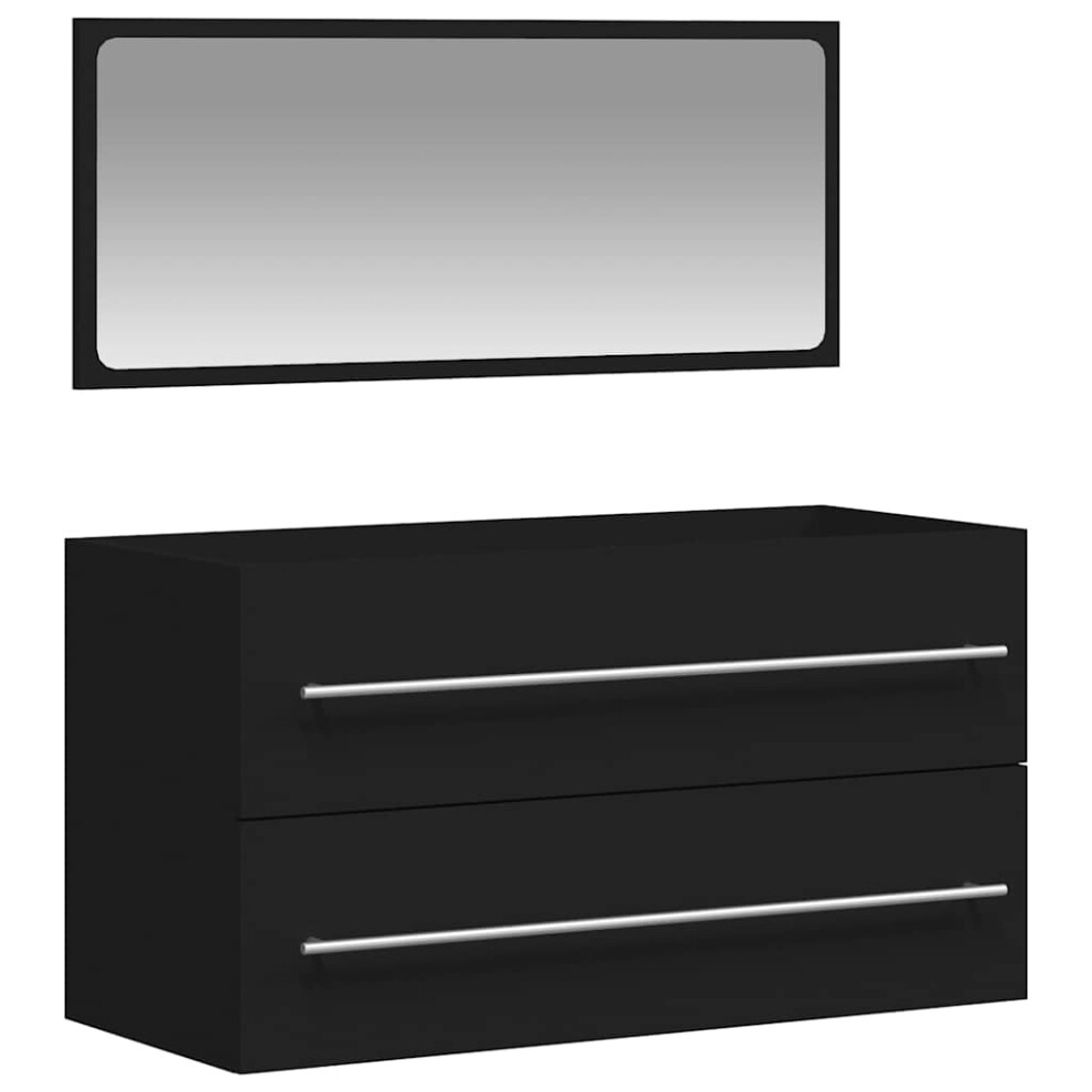 (black) vidaXL Bathroom Cabinet Vanity Unit with Mirror Sink Cabinet Engineered Wood