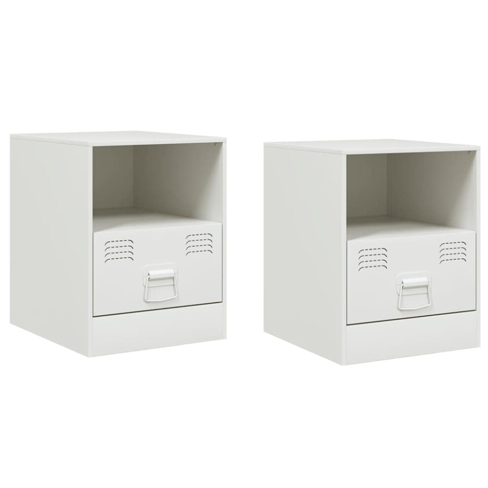 Vidaxl (White, 2 Pcs) Bedside Cabinet Bedroom Nightstand Side Table Bed Cabinet Black Steel