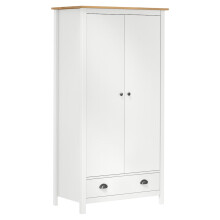vidaXL Solid Wood Pine 2-Door Wardrobe Hill White 89x50x170 cm Clothes Cabinet