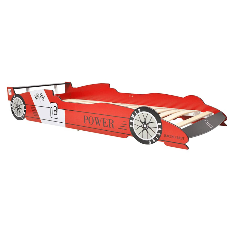 vidaXL Children's Race Car Bed 90x200cm Red Kids Toddler Single Cot Furniture