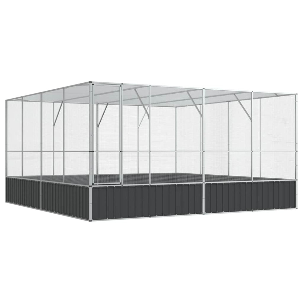 Vidaxl Aviary Outdoor Large Bird Cage Walk In Chicken Run Coop Silver Steel