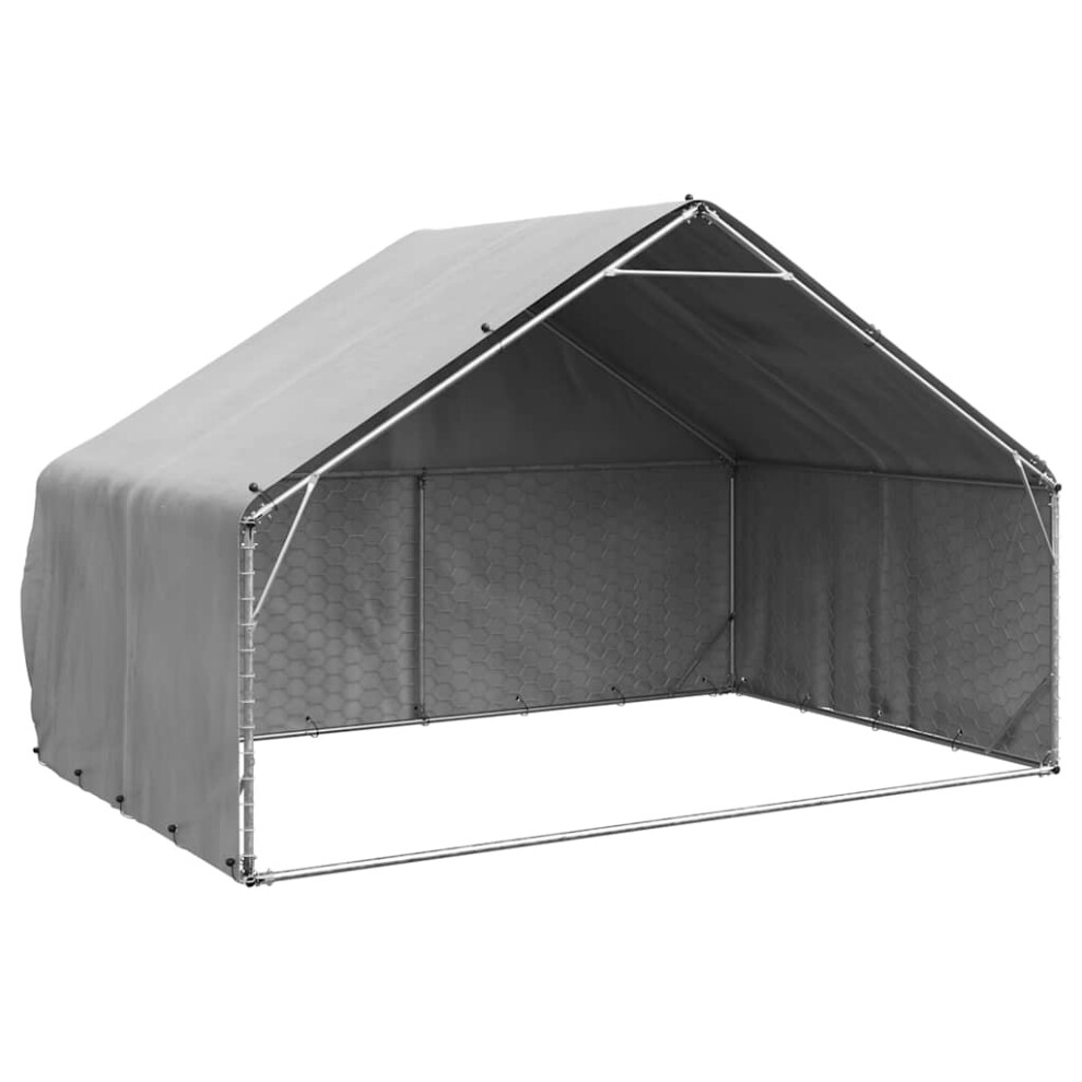 Vidaxl (3 X 2 X 1.9 M) Outdoor Dog Kennel With Cover 2X2x1.5 M Galvanised Steel