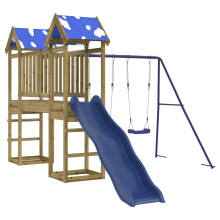 (solid impregnated wood) vidaXL Outdoor Playset Garden Playhouse Playground Equipment Solid Wood Pine