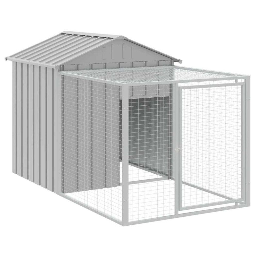 Vidaxl (Light Grey, 117 X 201 X 123 Cm) Chicken Cage With Run Farm Chicken Run Coop Hen House Galvanised Steel