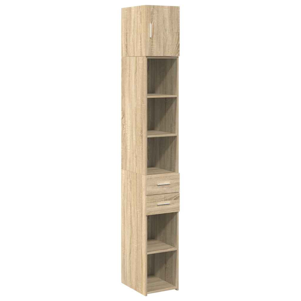 Vidaxl (Sonoma Oak) Slim Storage Cabinet Highboard Sideboard Concrete Grey Engineered Wood