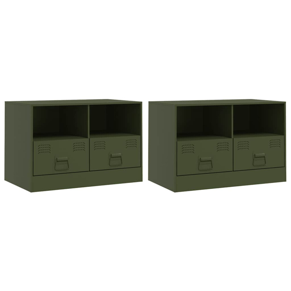 Vidaxl (Olive Green, 2 Pcs) Tv Cabinet Tv Stand Tv Unit Entertainment Centre Mustard Yellow Steel