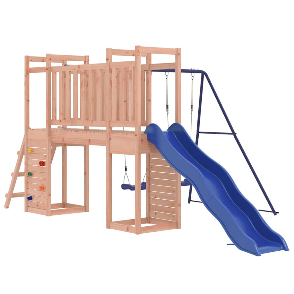 Vidaxl (Solid Douglas Wood) Playhouse Climbing Frame With Slide Ladder Swings Kids Solid Wood Pine