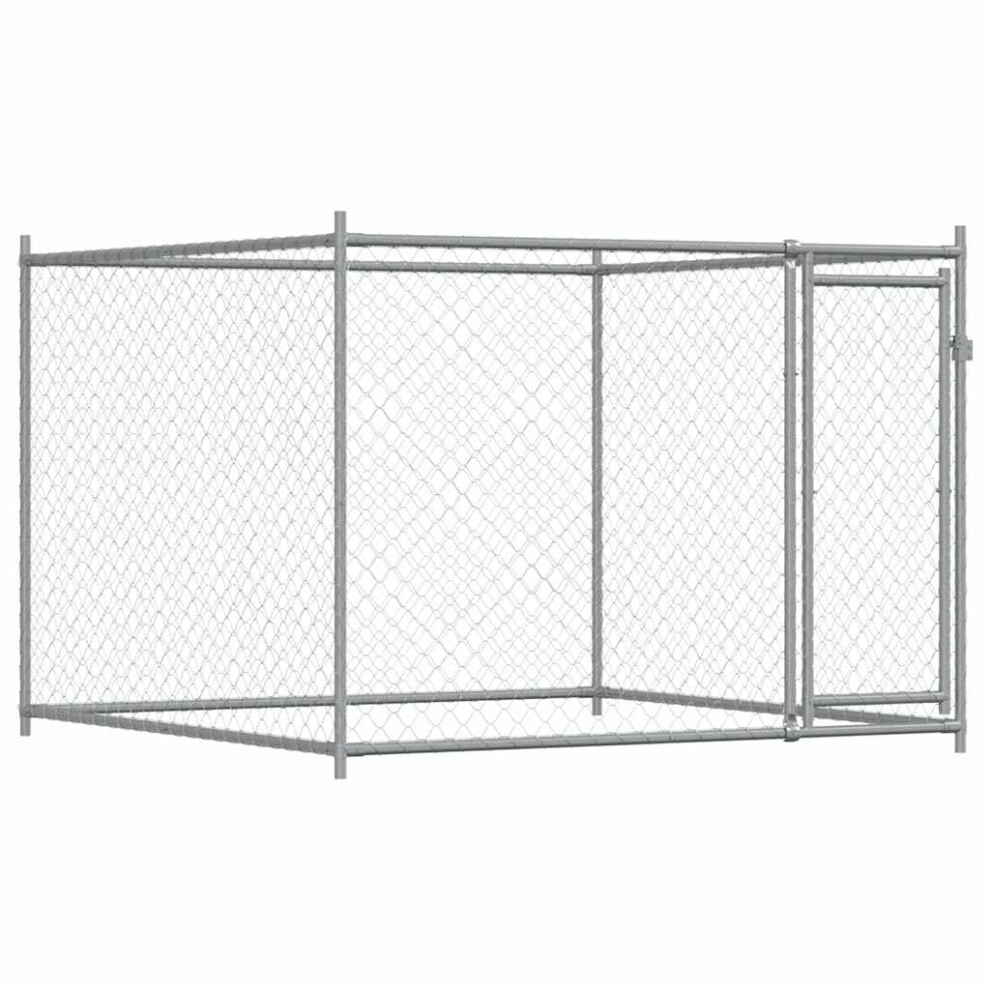Vidaxl Dog Cage With Door Dog Kennel Outdoor Dog Crate Galvanised Steel Grey