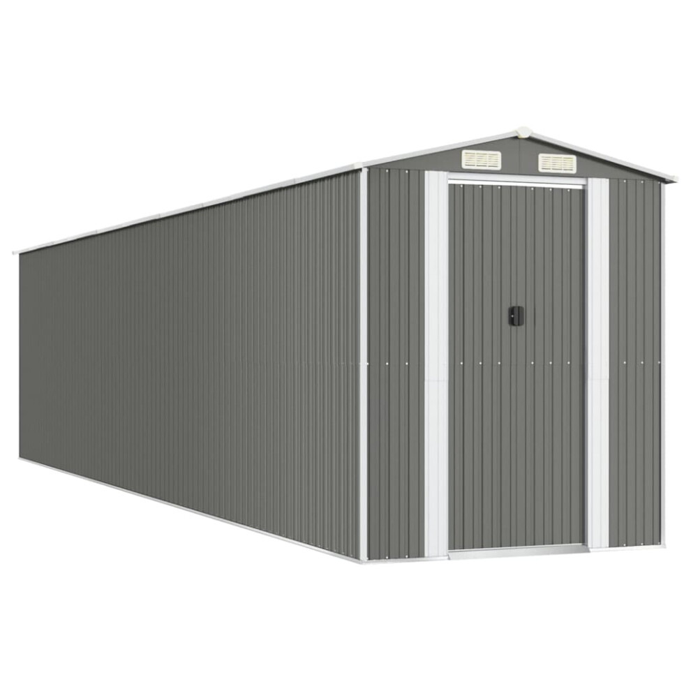 Vidaxl (192 X 855 X 223 Cm (L X W X H)) Garden Shed Galvanised Steel Outdoor Tool Storage Patio Lawn Tool Shed