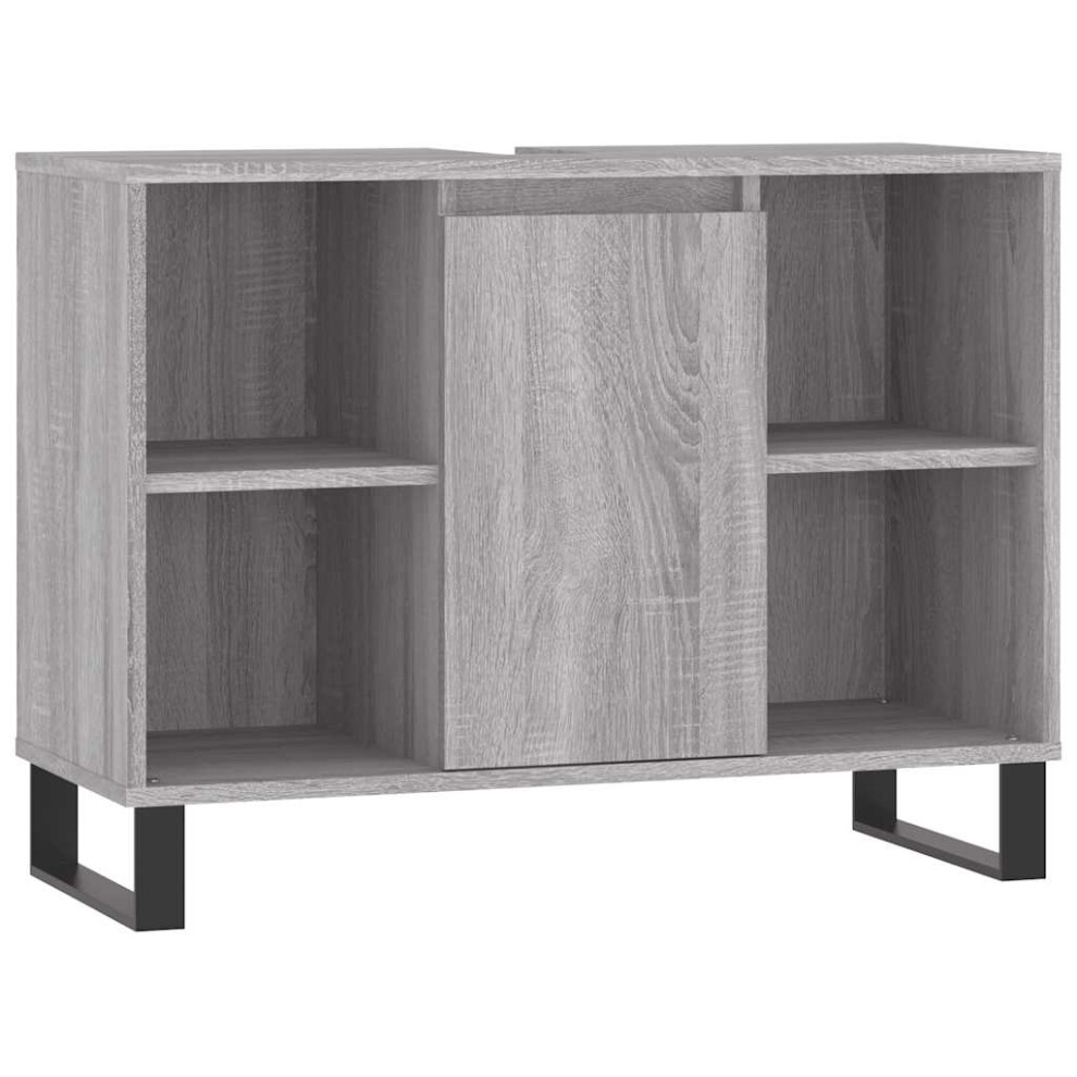 Vidaxl (Grey Sonoma) Bathroom Cabinet Vanity Unit Highboard Cupboard White Engineered Wood