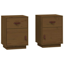 (Honey brown, 2) vidaXL 1/2x Solid Wood Pine Bedside Cabinet Wooden End Table Multi Colours