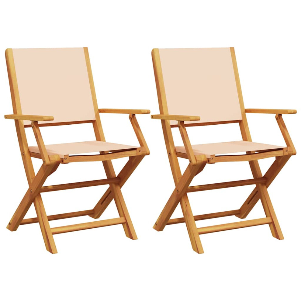 New Vidaxl (Beige, 2 Pcs) Garden Chairs Outdoor Chair Dining Chair Solid Wood Acacia And Fabric Cream
