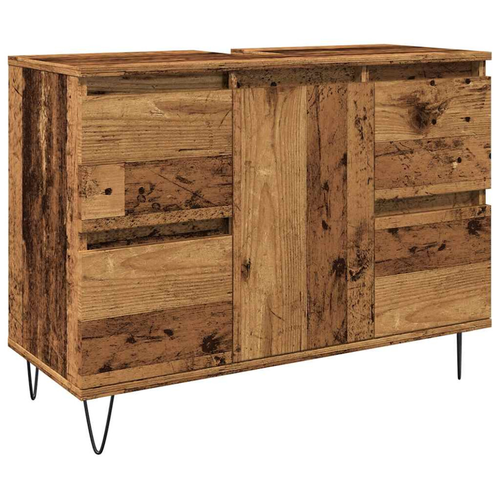 Vidaxl Bathroom Cabinet Sink Cupboard Vanity Unit Old Wood Engineered Wood