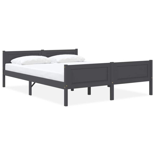 VidaXL vidaXL Solid Pinewood Bed Frame 160x200 cm Grey Wooden Double Base Bedstead