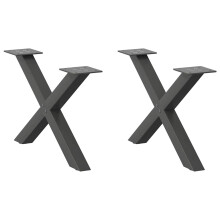 (anthracite, 50 x (30-31) cm (40 mm)/ 2 pcs) vidaXL Dining Table Legs X-Shaped Desk Legs Kitchen Metal Furniture Legs Steel
