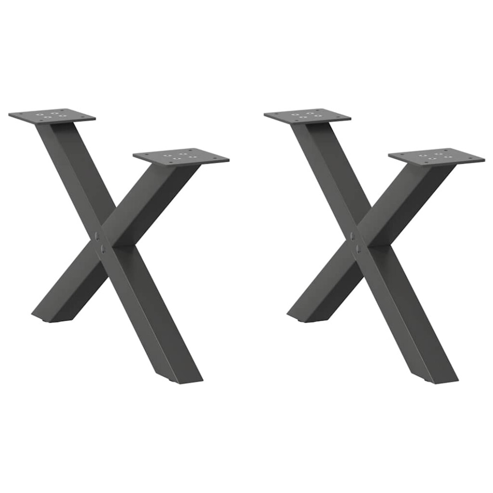 Vidaxl Coffee Table Legs X-Shaped 2 Pcs Anthracite 50X(30-31) Cm Steel - Black, Black - Image 2