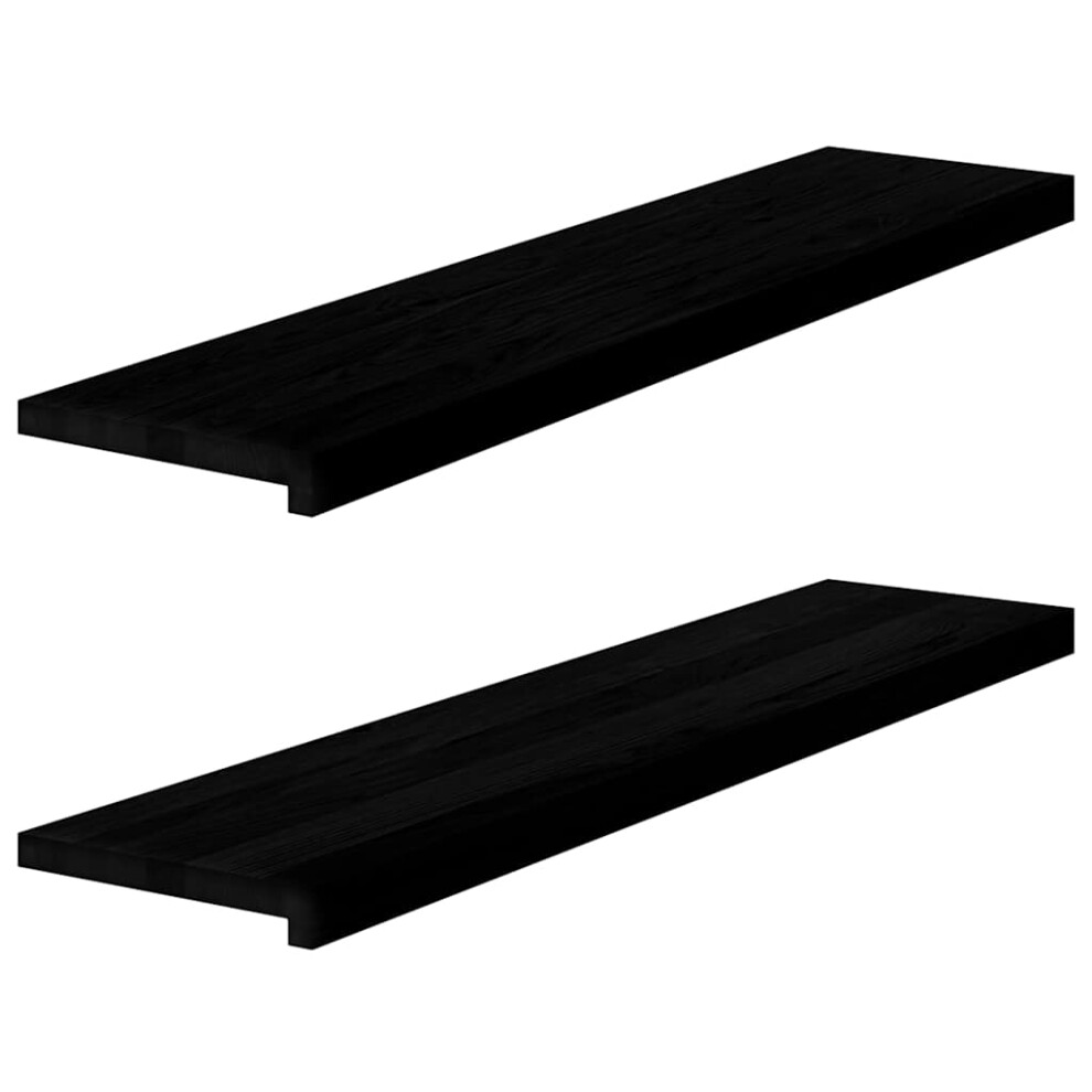 Vidaxl (Dark Brown, 110 X 25 X 2 Cm/ 2 Pcs) Stair Treadss Step Mat Door Mat Tread Mat Untreated Solid Wood Oak