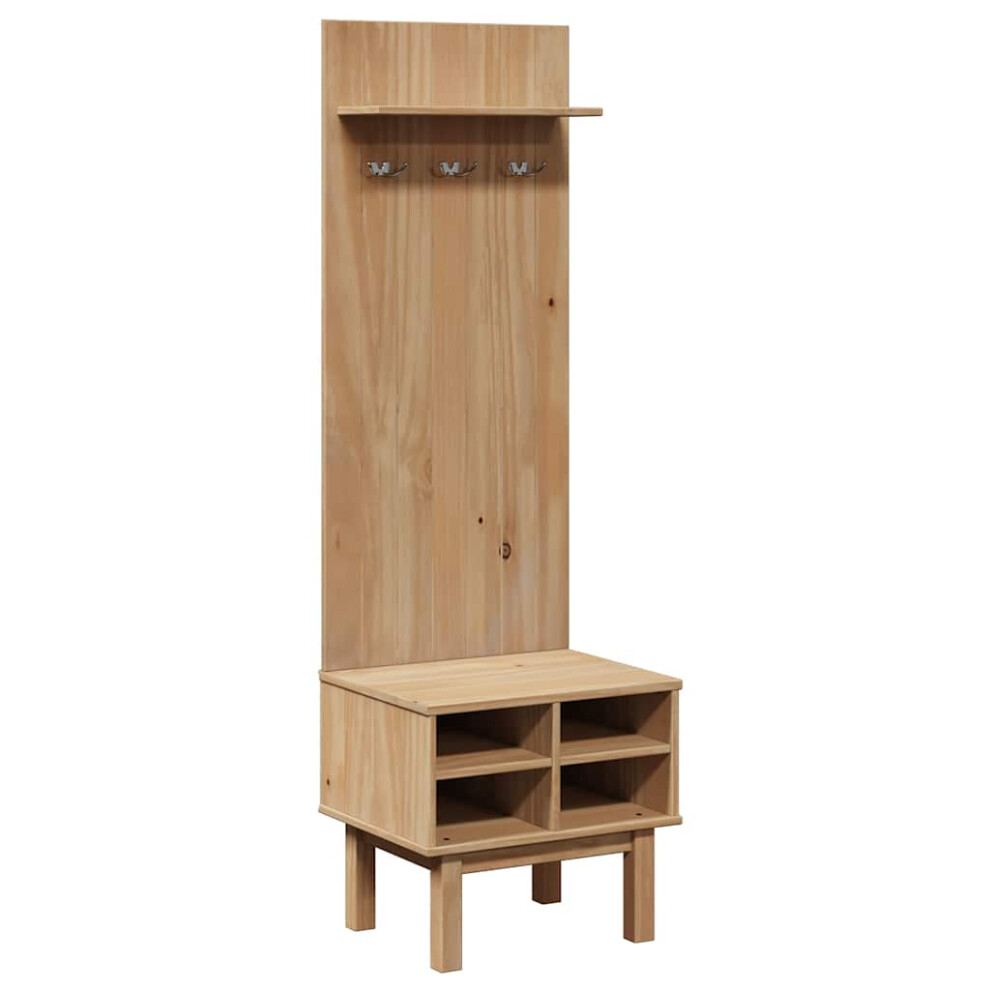 Vidaxl Hall Unit Entryway Bench Coat Rack Storage Cabinet Solid Wood Pine