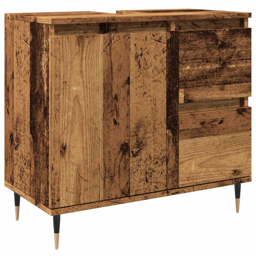 Vidaxl (Old Wood) Bathroom Cabinet Sink Cupboard Vanity Unit Engineered Wood
