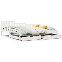 vidaXL Daybed with Trundle & Drawers Sofa Bed White 90x190 cm Solid Wood Pine