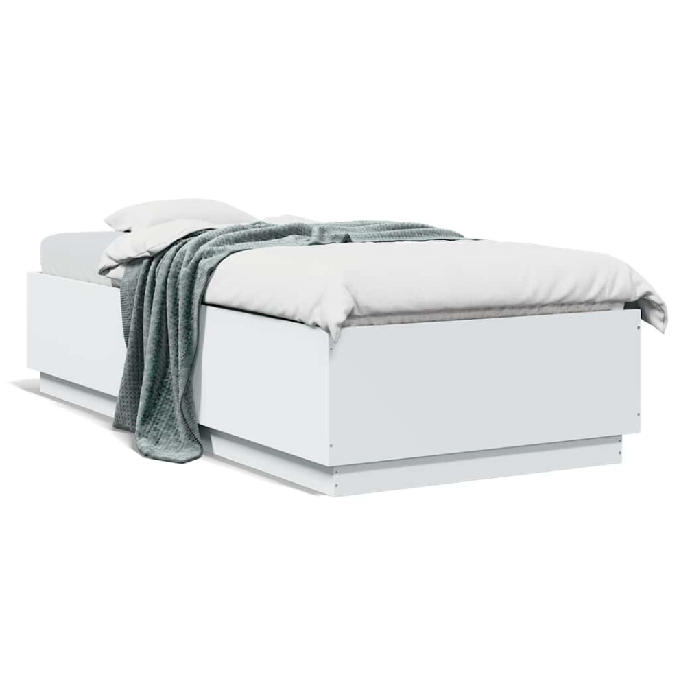 Vidaxl (White, 100 X 200 Cm) Bed Frame Bedroom Bed Base Bedstead Mattress Foundation Engineered Wood