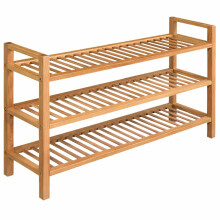 vidaXL Solid Oak Wood Shoe Rack with 3 Shelves 100x27x60cm Organiser Cabinet