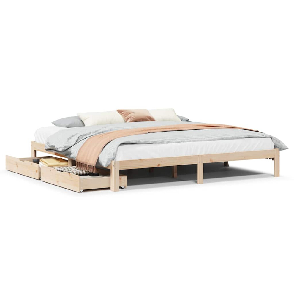 Vidaxl Bed Frame With Drawers Bed Base 180X200 Cm Super King Solid Wood Pine