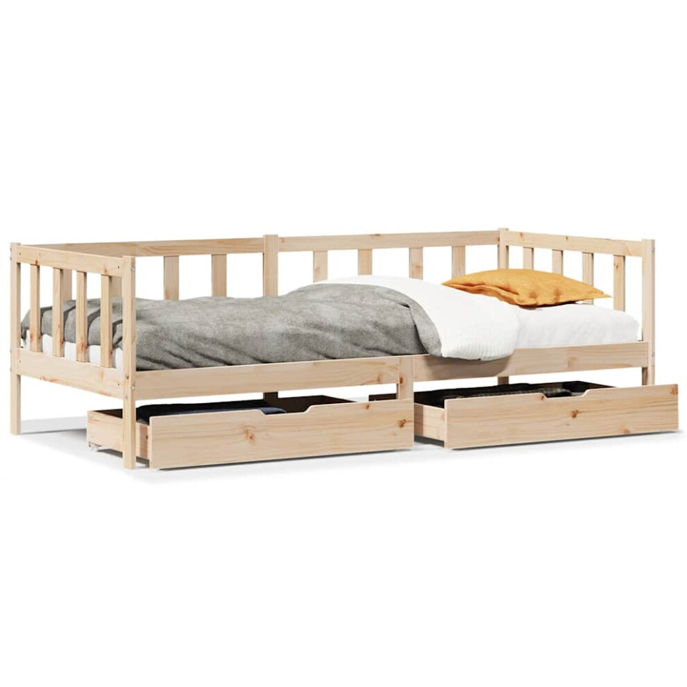 (natural, 90 x 190 cm) vidaXL Daybed with Drawers Sofa Bed Sleeper Bed Guest Bed Solid Wood Pine