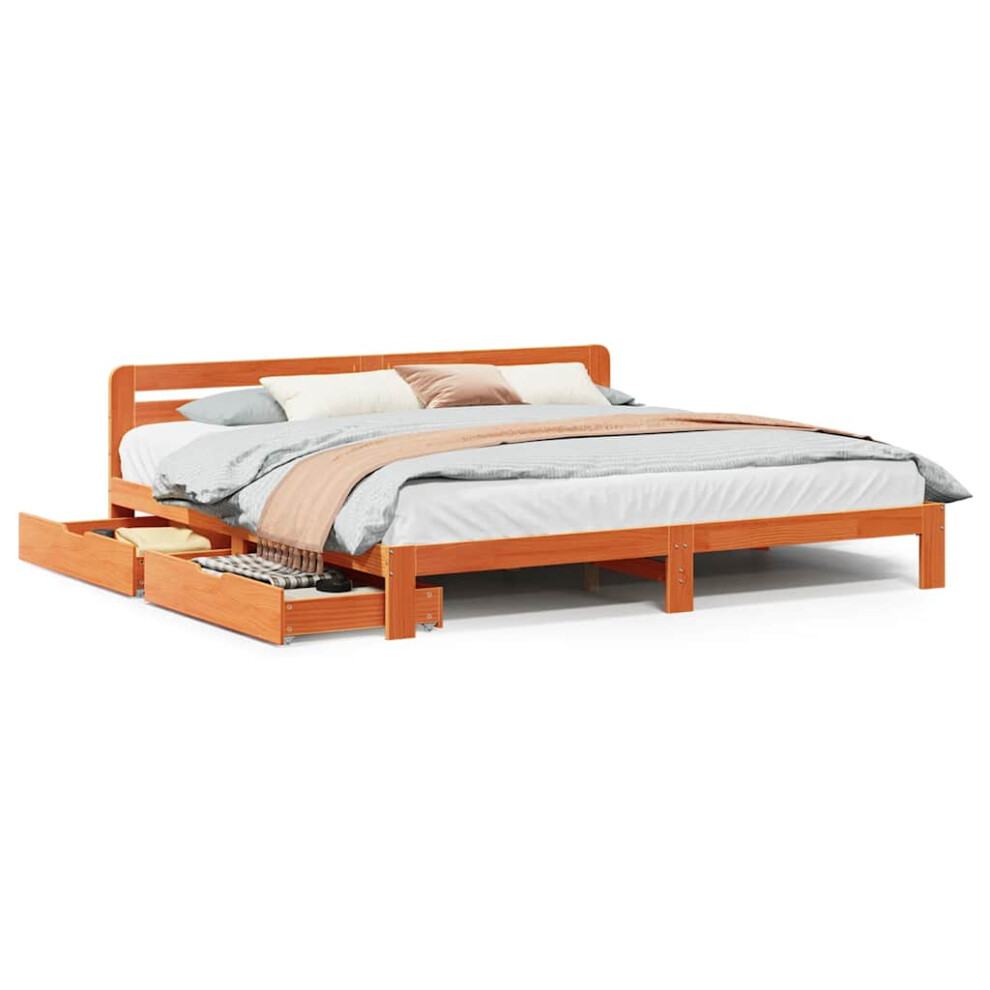 Vidaxl Bed Frame Without Mattress Bed Wax Brown Super King Solid Wood Pine