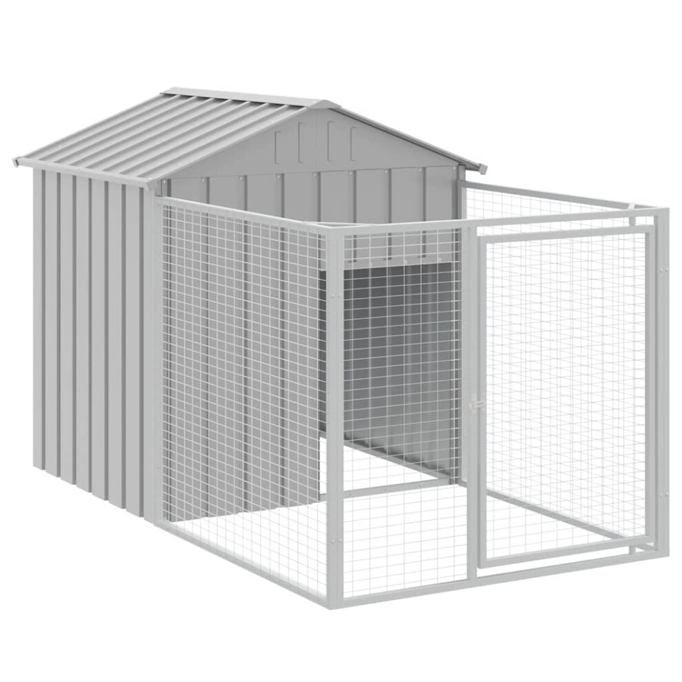 (light grey, 117 x 201 x 123 cm) vidaXL Dog House with Run Dog Cage Pet Kennel Dog Kennel Galvanised Steel