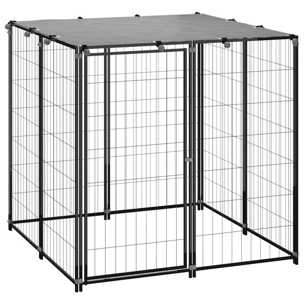 Vidaxl Dog Kennel 110X110x110 Cm Steel Puppy Enclosure Dog Supply Cage Black