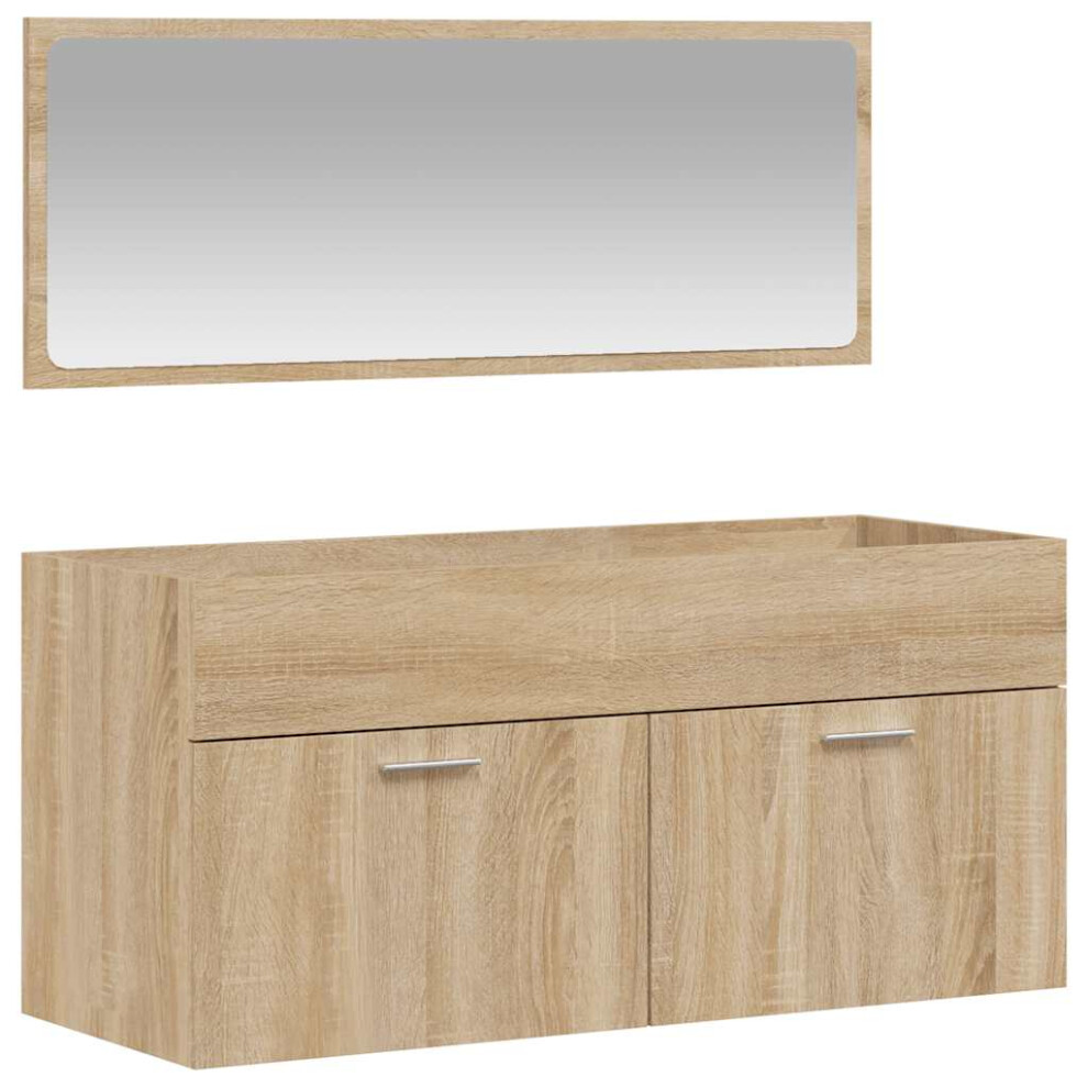 Vidaxl (Sonoma Oak) Bathroom Cabinet Vanity Unit Cupboard With Mirror White Engineered Wood