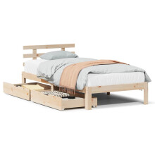 vidaXL Bed Frame with Drawers Bed Base Bedstead 90x200 cm Solid Wood Pine