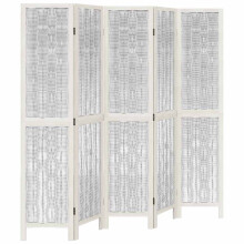 (40 x 180 cm/ 5 piece) vidaXL Room Divider 3 Panels Office Privacy Screen White Solid Wood Paulownia