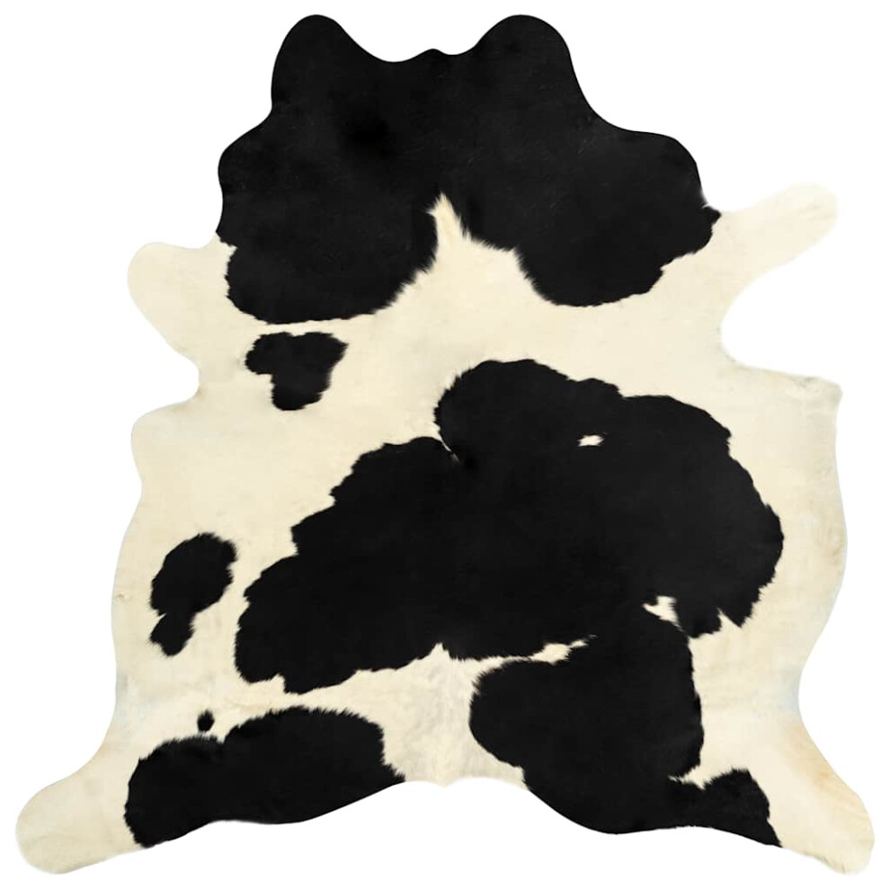 vidaXL Real Cow Hide Rug Black and White 150x170cm Area Real Cowhide Carpet