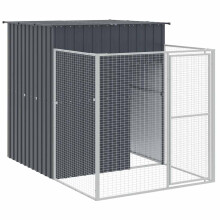 (anthracite, 165 x 251 x 181 cm) vidaXL Dog House Dog Kennel with Run Dog Cage Anthracite Galvanised Steel