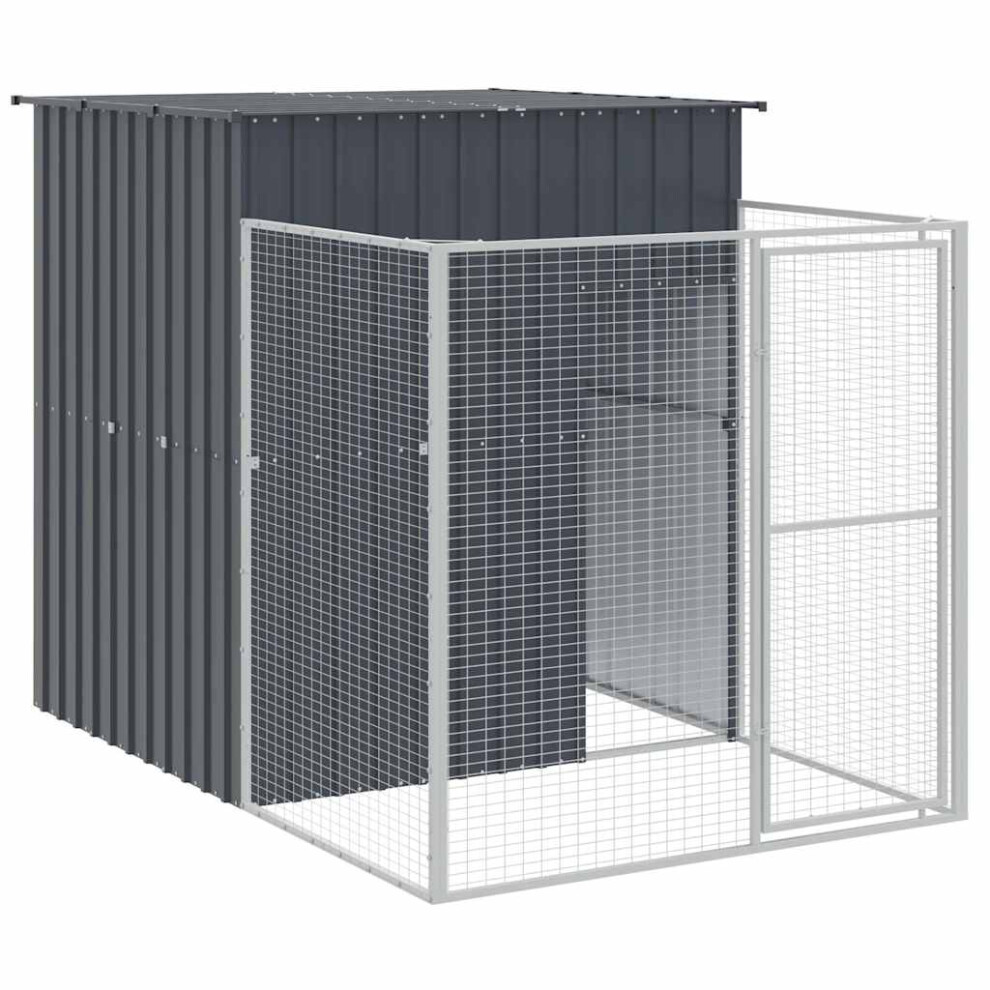 Vidaxl (Anthracite, 165 X 251 X 181 Cm) Dog House Dog Kennel With Run Dog Cage Anthracite Galvanised Steel