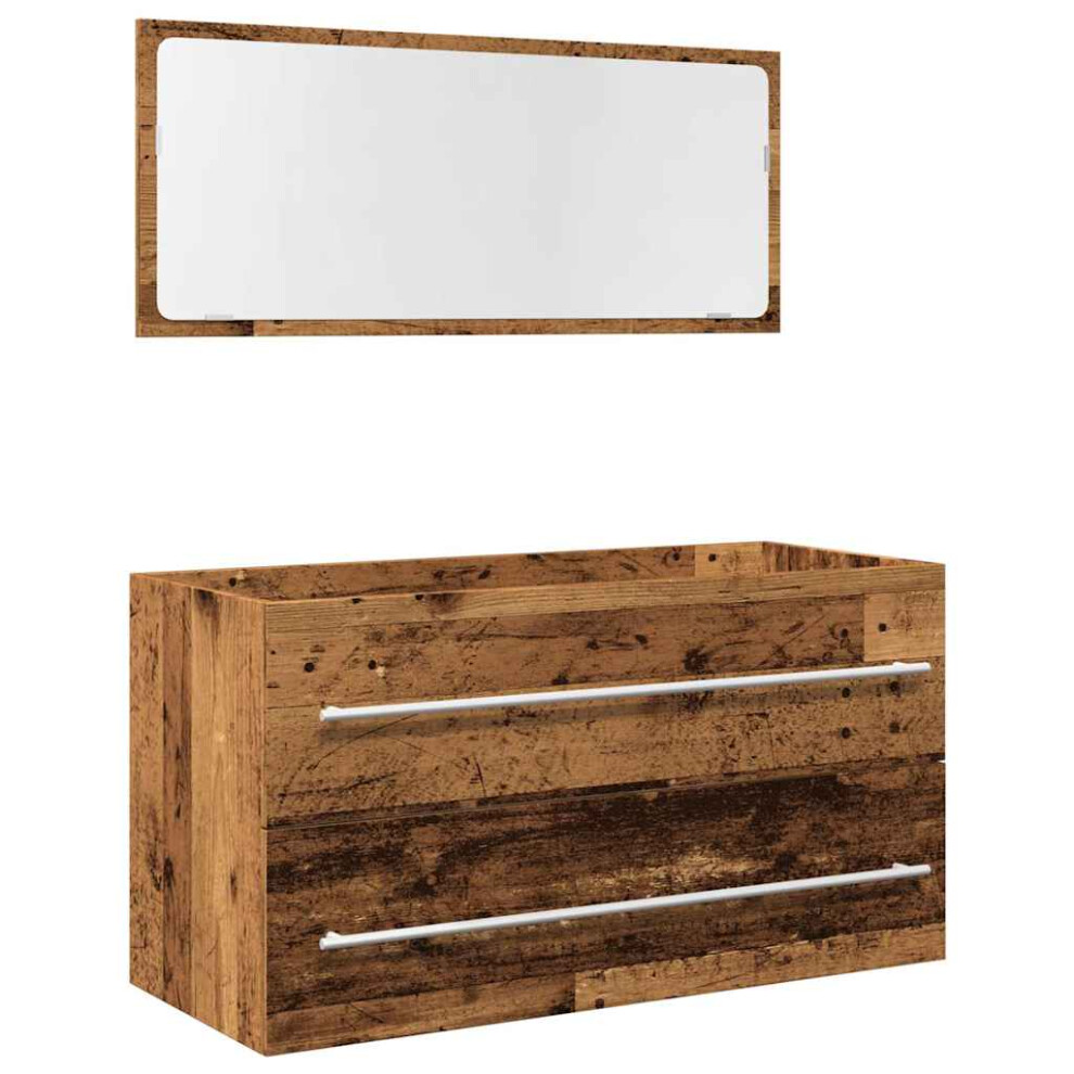 Vidaxl (Old Wood) Bathroom Cabinet Vanity Unit With Mirror Sink Cabinet Engineered Wood
