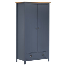 vidaXL Solid Wood Pine 2-Door Wardrobe Hill Grey 89x50x170 cm Clothes Cabinet