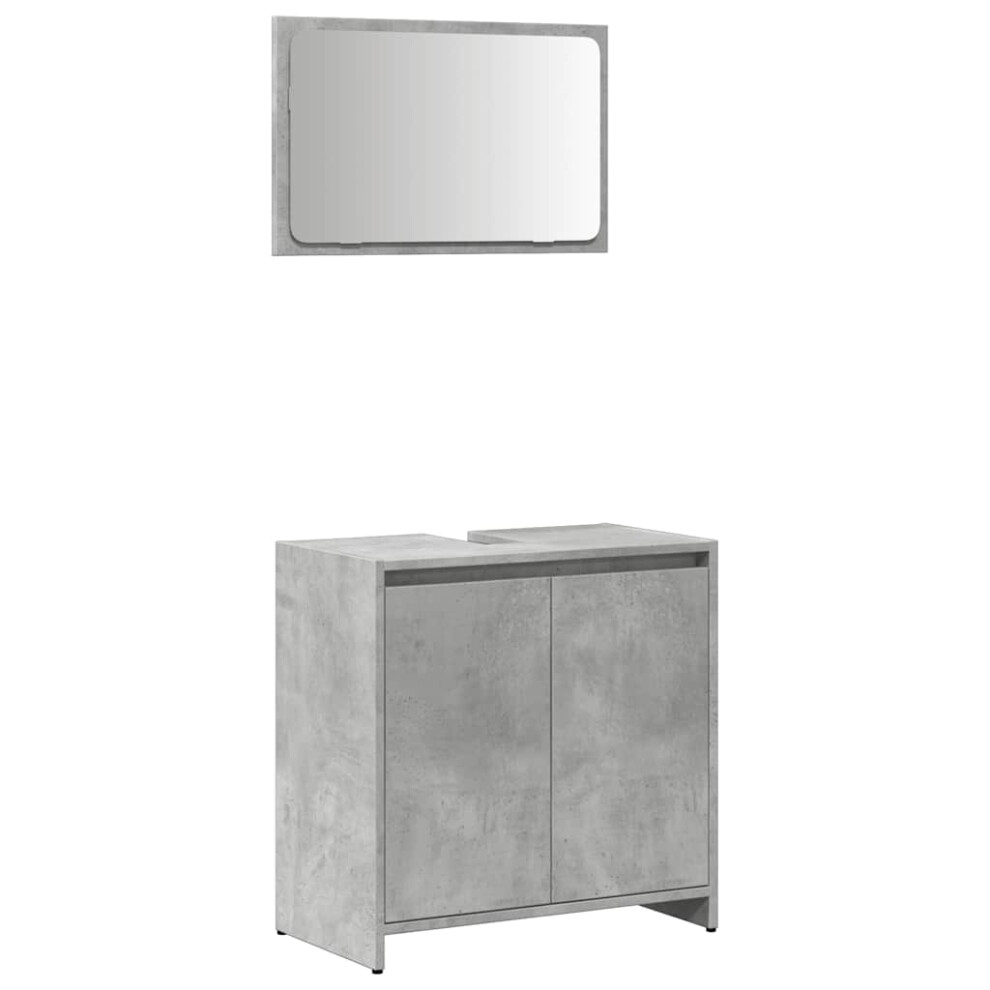 Vidaxl (Concrete Grey) Bathroom Furniture Set Vanity Unit Organiser Cabinet Engineered Wood