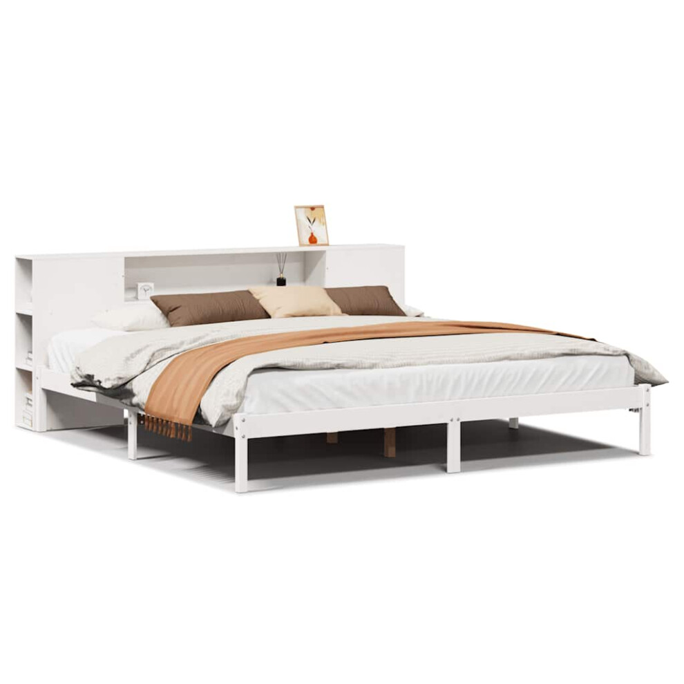 Vidaxl Bookcase Bed Without Mattress Bed 200X200 Cm Solid Wood Pine White