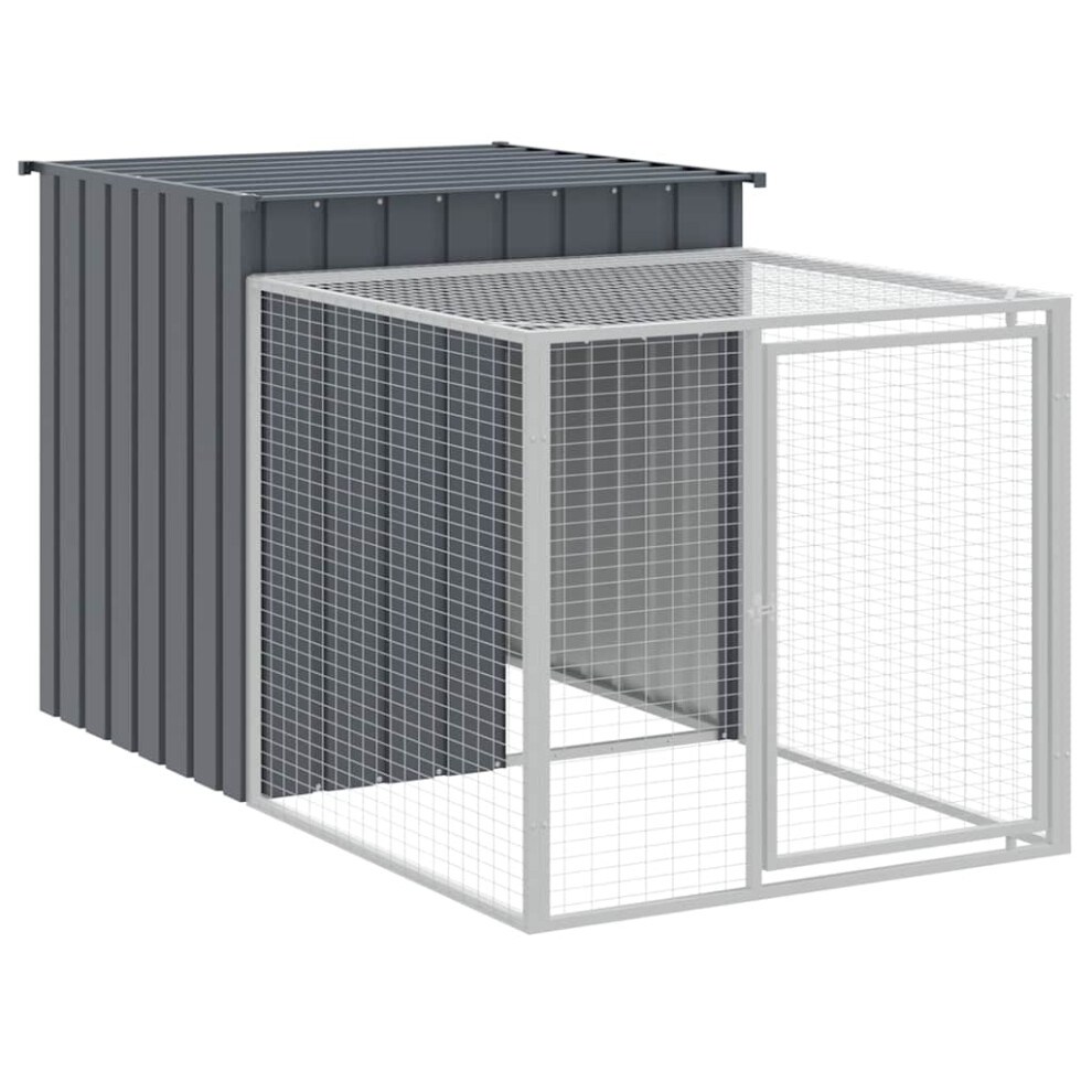 Vidaxl (Anthracite, 110 X 201 X 110 Cm) Chicken Cage Chicken Run Coop With Run Anthracite Galvanised Steel