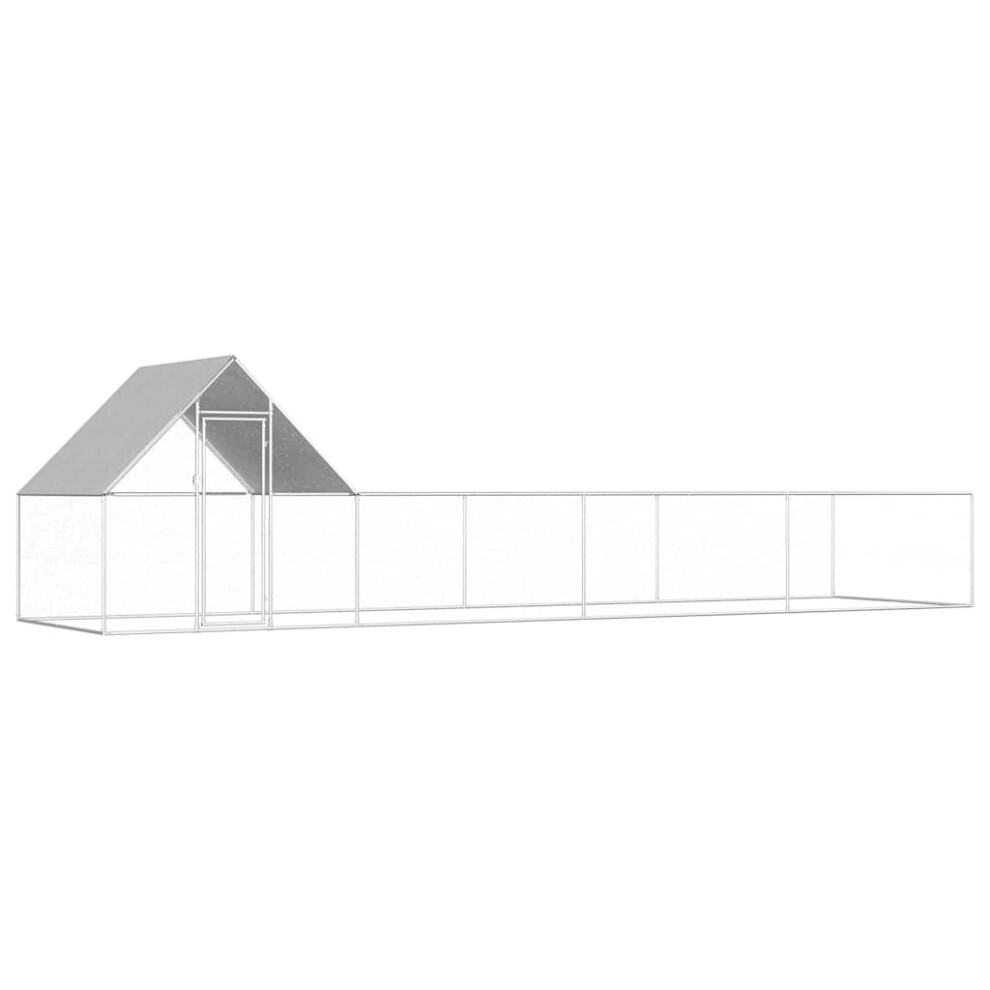 Vidaxl Chicken Coop 8X2x2m Galvanised Steel Hen House Poultry Hutch Run Nest