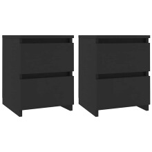 vidaXL 2x Bedside Cabinets Engineered Wood Black Telephone Stand Side Table
