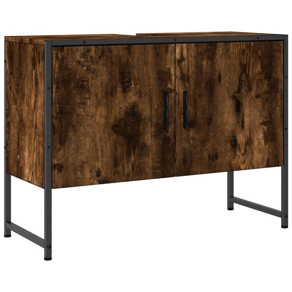 Vidaxl Bathroom Sink Cabinet Storage Vanity Unit Smoked Oak Engineered Wood