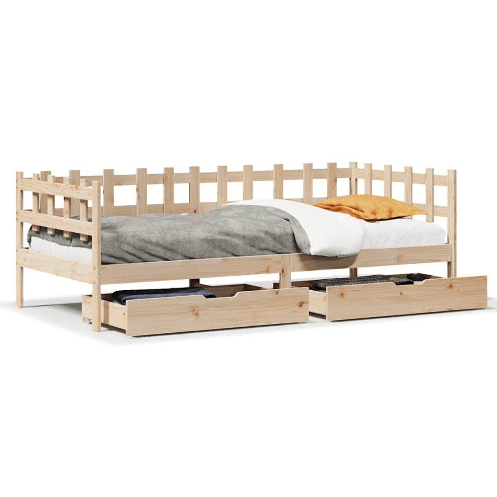 Vidaxl Daybed With Drawers Sofa Bed Sleeper Bed 90X190 Cm Solid Wood Pine