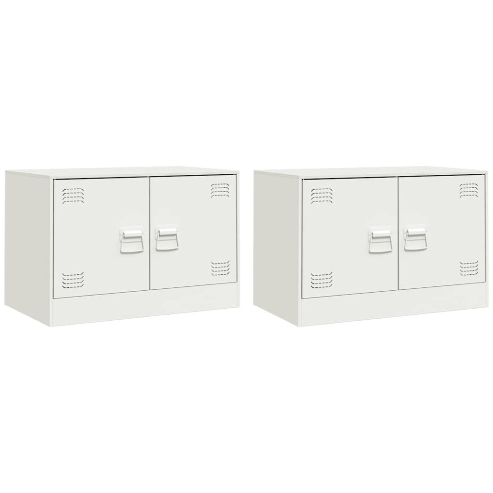 Vidaxl (White, 2 Pcs) Tv Cabinet Tv Stand Media Tv Unit Entertainment Centre Anthracite Steel