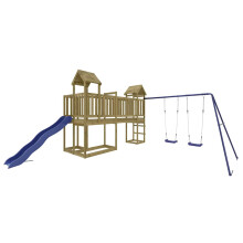 (solid impregnated pinewood) vidaXL Outdoor Playset Wooden Playground Set Kids Swing Set Solid Wood Pine